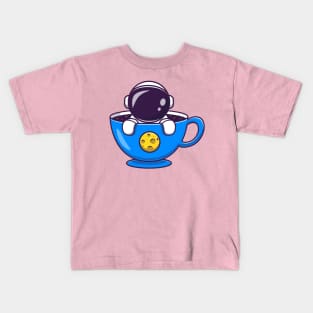 Cute Astronaut In Cup Cartoon Kids T-Shirt